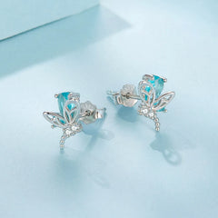 Boucles d'Oreilles Puces Libellule en Argent 925