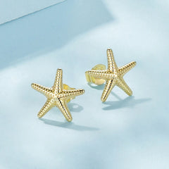 Boucles d'Oreilles Puces Petite Étoile de Mer en Argent 925