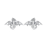 Boucles d'Oreilles Puces Mini Dragon Volant en Argent 925