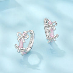 Créoles Nœud Rose en Argent 925