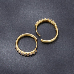 Créoles Rondes Moissanite Plaqué Or 18K en Argent 925
