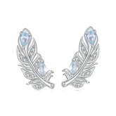 Boucles d'Oreilles Puces Plume de Givre en Argent 925