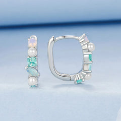 Créoles Pierres Géométriques Colorées en Argent 925