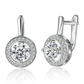 Boucles d’Oreilles Pendentif Brillants en argent 925 plaqué or blanc avec zircons blancs
