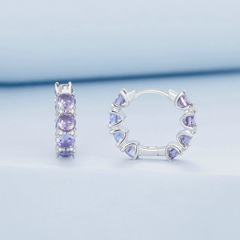 Boucles d'oreilles Créoles Violettes - Image 3