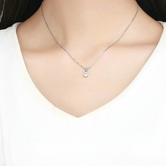 Collier Point Lumineux en argent 925 plaqué or blanc ajustable avec zircons blancs - Photo 2
