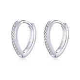 Boucles d’Oreilles Créoles Brillants en argent 925 plaqué or blanc avec zircons blancs