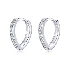 Boucles d’Oreilles Créoles Brillants en argent 925 plaqué or blanc avec zircons blancs