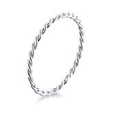 Bague Tressée Fine en argent 925 plaqué or blanc