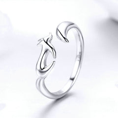 Bague Renard en argent 925 plaqué or blanc ajustable - Photo 3