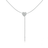 Collier Coeur en argent 925 plaqué or blanc ajustable avec zircons blancs