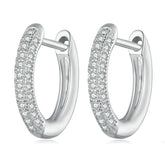 Boucles d’Oreilles Créoles Brillantes en argent 925 plaqué or blanc avec zircons blancs