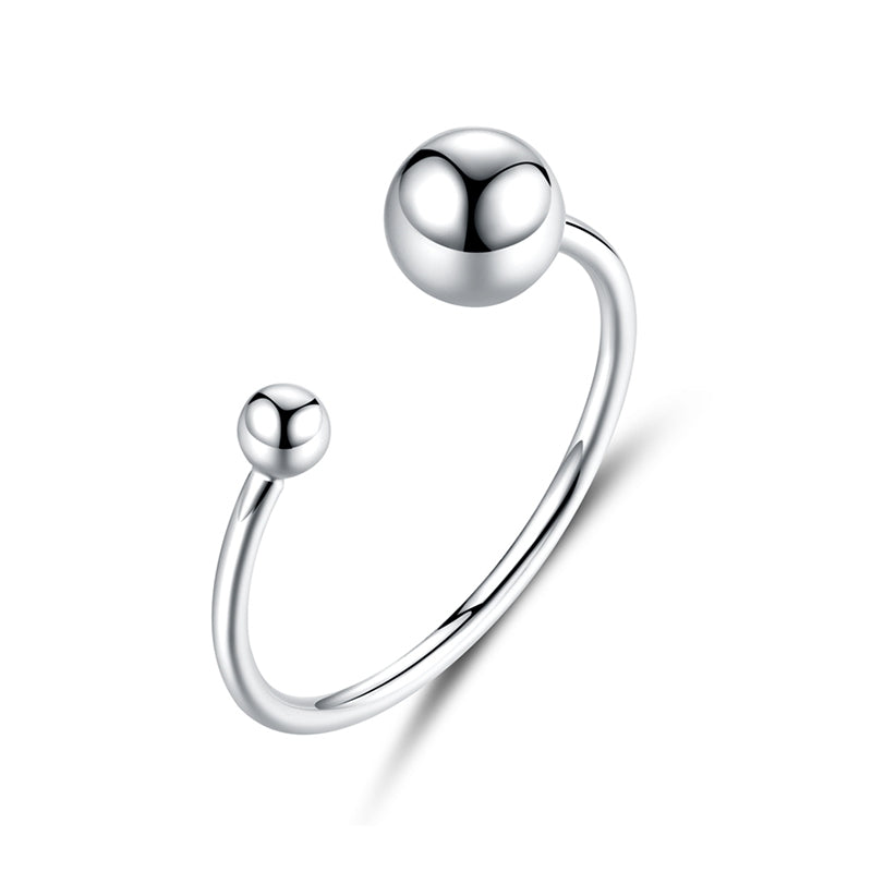 Bague Sphère en argent 925 plaqué or blanc ajustable