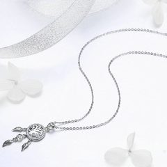Collier Attrape-Rêves avec Arbre de Vie Argent Sterling 925 plaqué or blanc avec zircons blancs - Photo 3