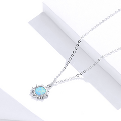 Collier Soleil en argent 925 plaqué or blanc ajustable avec opale - Photo 4