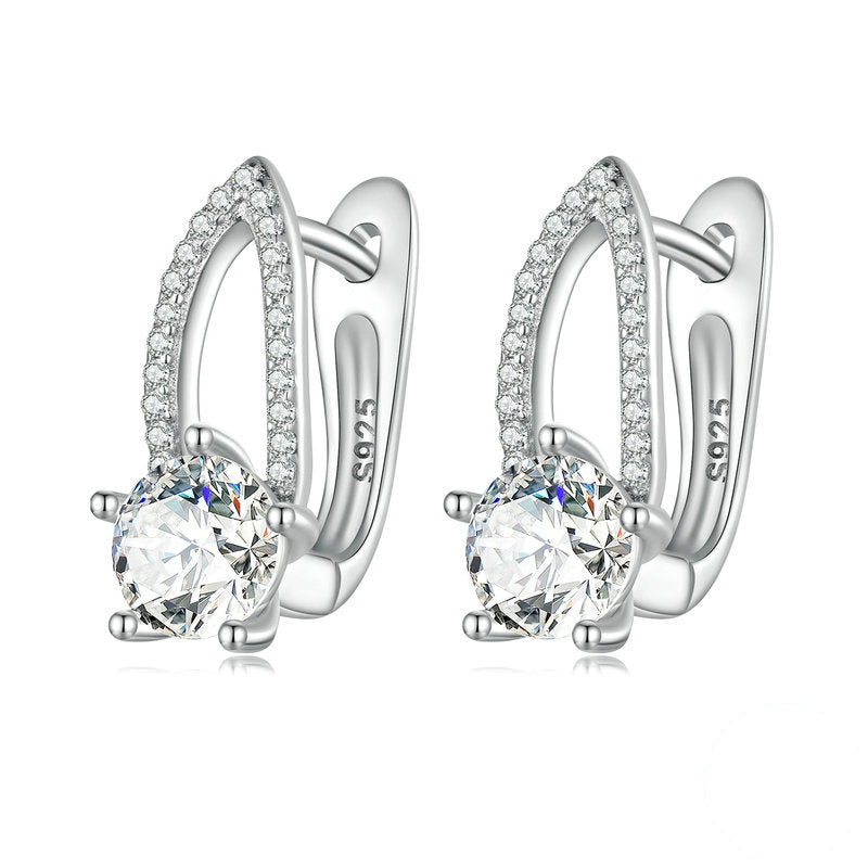 Boucles d’Oreilles Pendentif Brillants en argent 925 plaqué or blanc avec zircons blancs