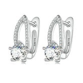 Boucles d’Oreilles Pendentif Brillants en argent 925 plaqué or blanc avec zircons blancs