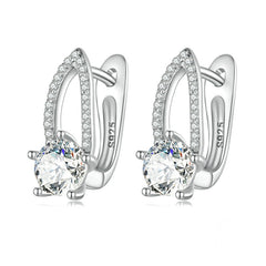 Boucles d’Oreilles Pendentif Brillants en argent 925 plaqué or blanc avec zircons blancs