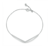 Bracelet en V en argent 925 plaqué or blanc ajustable avec zircons blancs