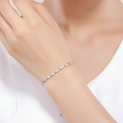 Bracelet Yeux Pétillants en argent 925 plaqué or blanc ajustable avec zircons blancs - Photo 2