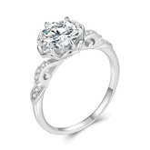 Bague Solitaire en argent 925 plaqué or blanc avec zircons blancs