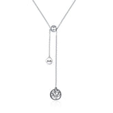 Collier Arbre de la Vie en argent 925 plaqué or blanc ajustable avec zircons blancs