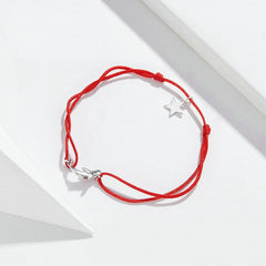 Bracelet Carpe Koï style marin en corde rouge ajustable avec carpe Koï et étoile en argent 925 émaillé rouge - Photo 4