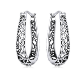 Boucles d’Oreilles Créoles Ancienne en argent 925 plaqué or blanc