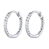 Boucles d’Oreilles Créoles Tressées en argent 925 plaqué or blanc