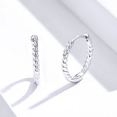 Boucles d’Oreilles Créoles Tressées en argent 925 plaqué or blanc - Photo 4