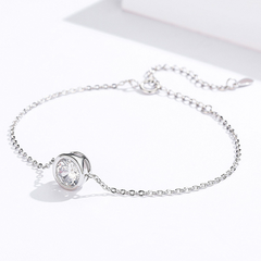 Bracelet Point Lumineux en argent 925 plaqué or blanc ajustable avec zircon blanc - Photo 3