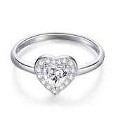 Bague Coeur en argent 925 plaqué or blanc avec zircons blancs