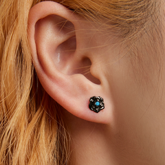 Boucles d'Oreilles Roses Noires - Image 2