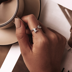 Bague Girafe en argent 925 plaqué or blanc ajustable - Photo 3
