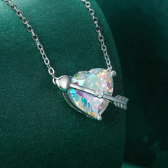 Collier Coeur avec Flèche en argent 925 plaqué or blanc ajustable - Photo 3