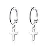 Boucles d'Oreilles Créoles Pendentif Croix