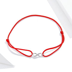 Bracelet Infini style marin en corde rouge ajustable avec infini en argent 925 plaqué or blanc - Photo 3