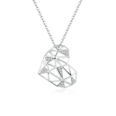 Collier Coeur en argent 925 plaqué or blanc ajustable avec zircons blancs