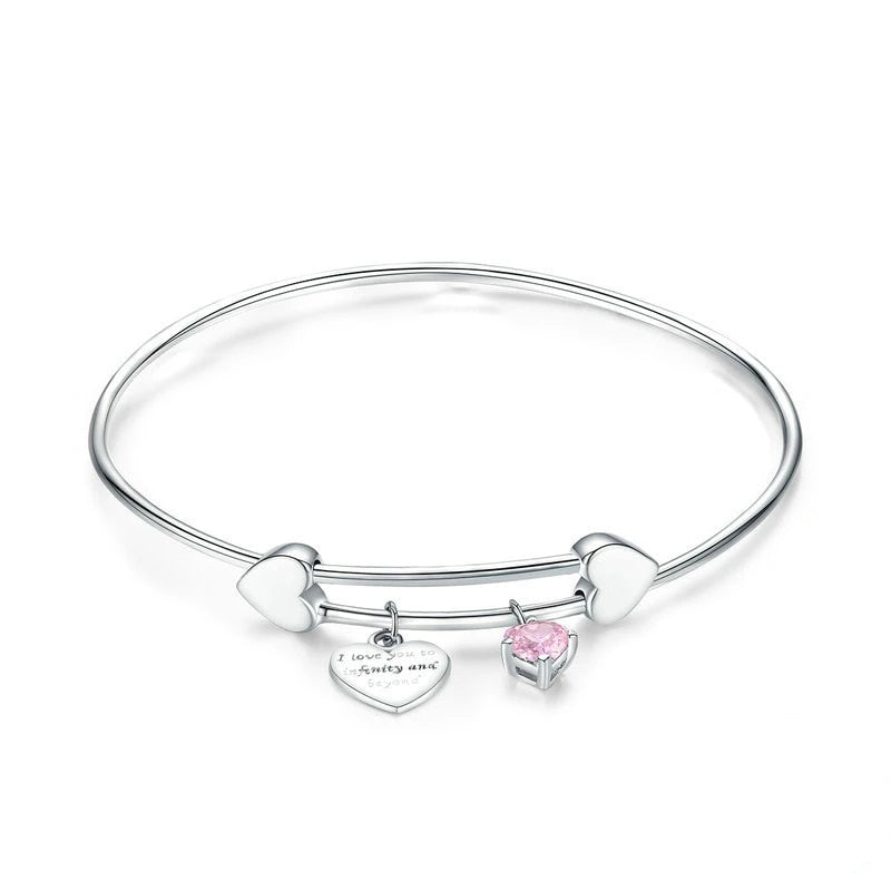 Bracelet Coeurs jonc en argent 925 plaqué or blanc