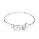 Bracelet Coeurs jonc en argent 925 plaqué or blanc