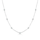 Collier Points Lumineux en argent 925 plaqué or blanc ajustable avec zircons blancs