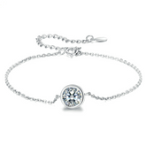 Bracelet Point Lumineux en argent 925 plaqué or blanc ajustable avec zircon blanc