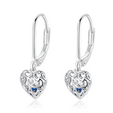 Boucles d’Oreilles Pendentif Coeurs en argent 925 plaqué or blanc