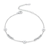 Bracelet Marguerites en argent 925 plaqué or blanc ajustable