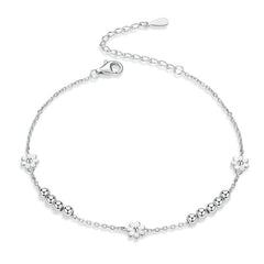 Bracelet Marguerites en argent 925 plaqué or blanc ajustable