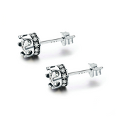 Boucles D’oreilles Couronne Point Lumineux en argent 925 plaqué or blanc avec zircons blancs