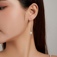 Chaînes D’oreilles Perles en argent 925 plaqué or blanc avec perles - Photo 4