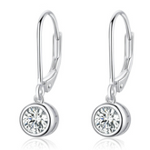 Boucles d’Oreilles Pendentif Point Lumineux en argent 925 plaqué or blanc avec zircons blancs