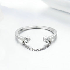 Bague Chaîne en argent 925 plaqué or blanc ajustable avec zircons blancs - Photo 4