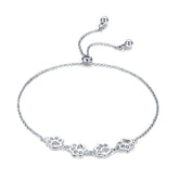 Bracelet Quatre Pattes en argent 925 plaqué or blanc ajustable